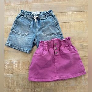 Zara kids baby girls skirt and denim Jean shorts set